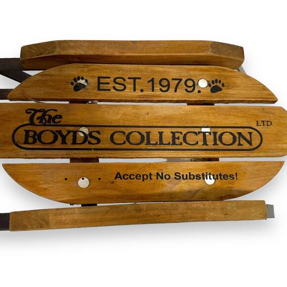 Boyds Collection Sleigh Est 1979 Cold Winters Day Metal Sled Wood Bears With Tag - Picture 5 of 12
